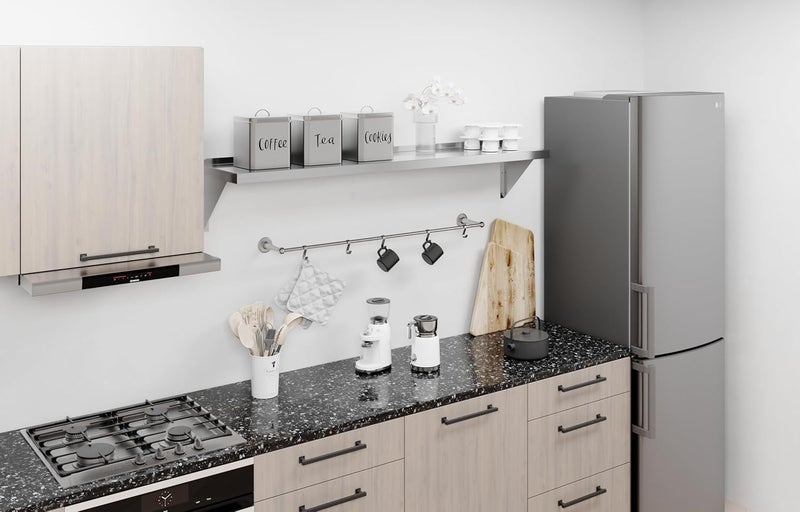 AmGood 12" x 60" Stainless Steel Wall Shelf | Appliance & Equipment Metal Shelving | Kitchen, Restaurant, Garage, Laundry, Utility Room | Heavy Duty | Squared Edge | NSF Certified - Image 2